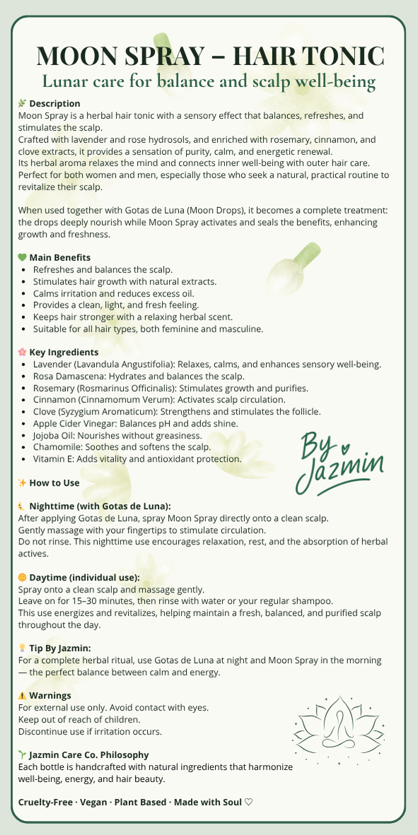 🌚Moon Spray – Tónico Capilar Lunar (Balance & Bienestar del Cuero Cabelludo)