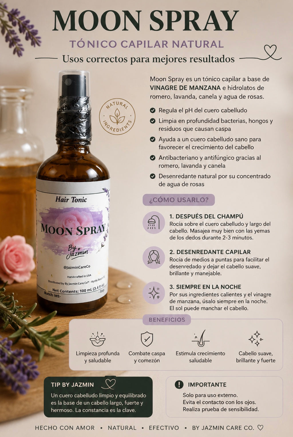 🌚Moon Spray – Tónico Capilar Lunar (Balance & Bienestar del Cuero Cabelludo)