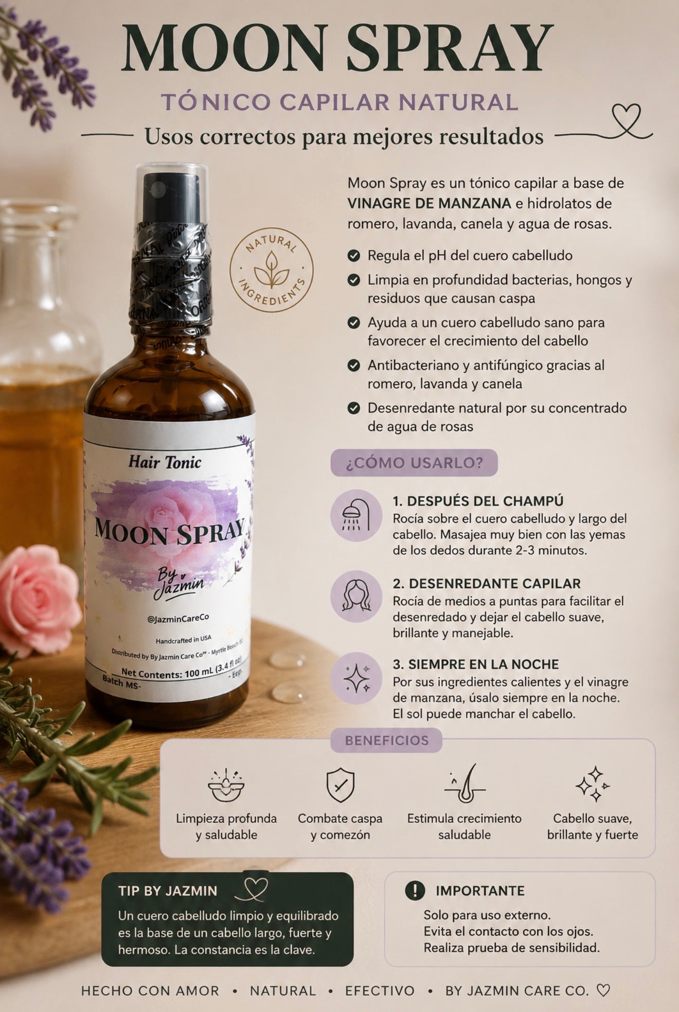 🌚Moon Spray – Tónico Capilar Lunar (Balance & Bienestar del Cuero Cabelludo)