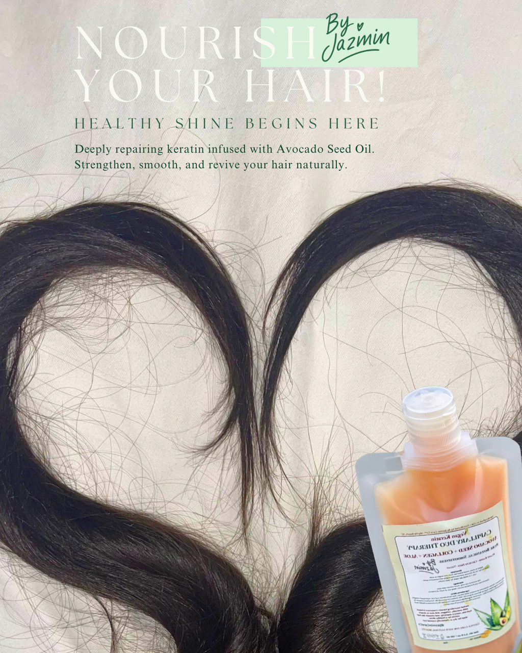 🥑Vegan Keratin  (Avocado + Collagen + Aloe) - Capillary Duo Therapy.